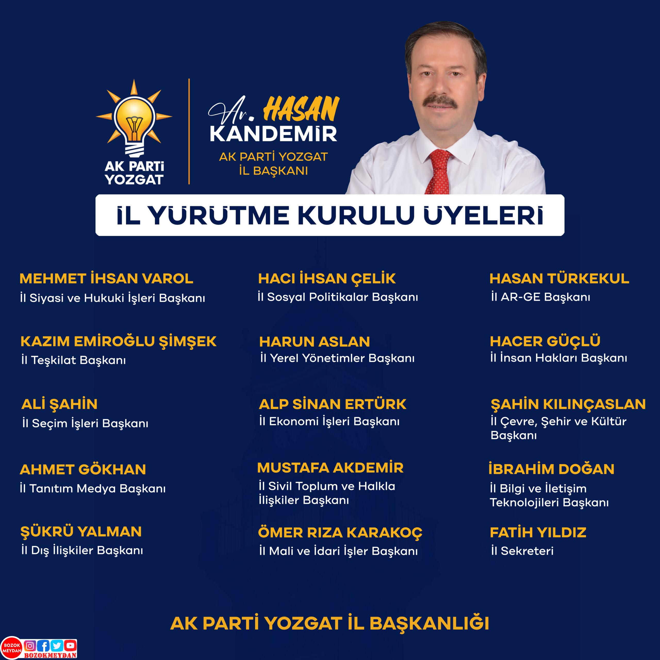 AK Parti Yozgat İl Başkanlığı Yürütme Kurulu Üyeleri Belli Oldu