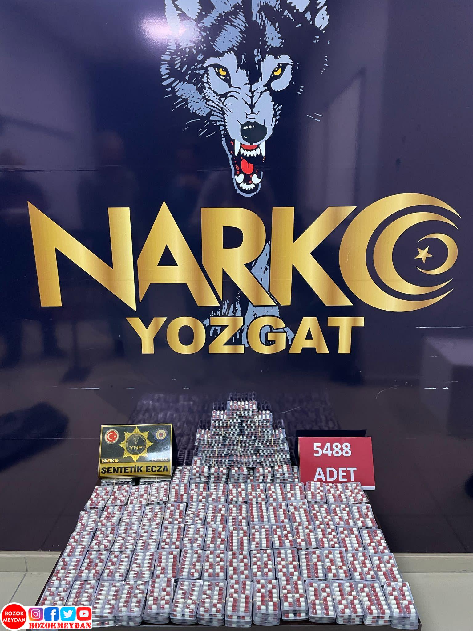 Yozgat’ta Uyuşturucu Operasyonu: 5488 Adet Sentetik Hap Ele Geçirildi