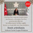 Gelecek Partisi Yozgat İl Başkanı Ömer Aydoğmuş’un Kurban Bayramı Kutlama Mesajı
